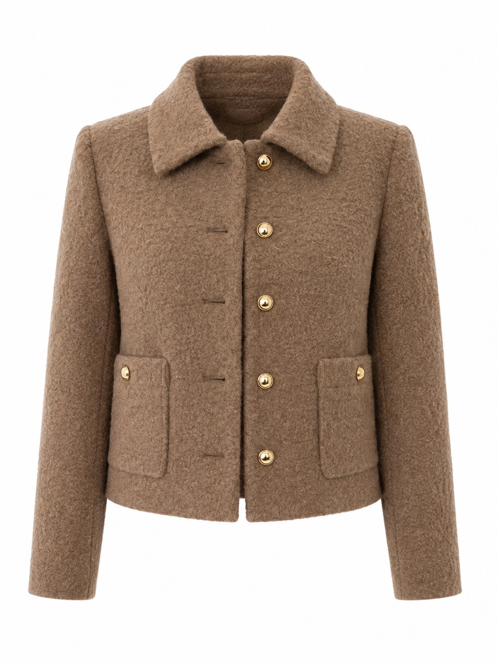 NWT OAK + FORT BOUCLE WOOL BLEND COLLARED JACKET